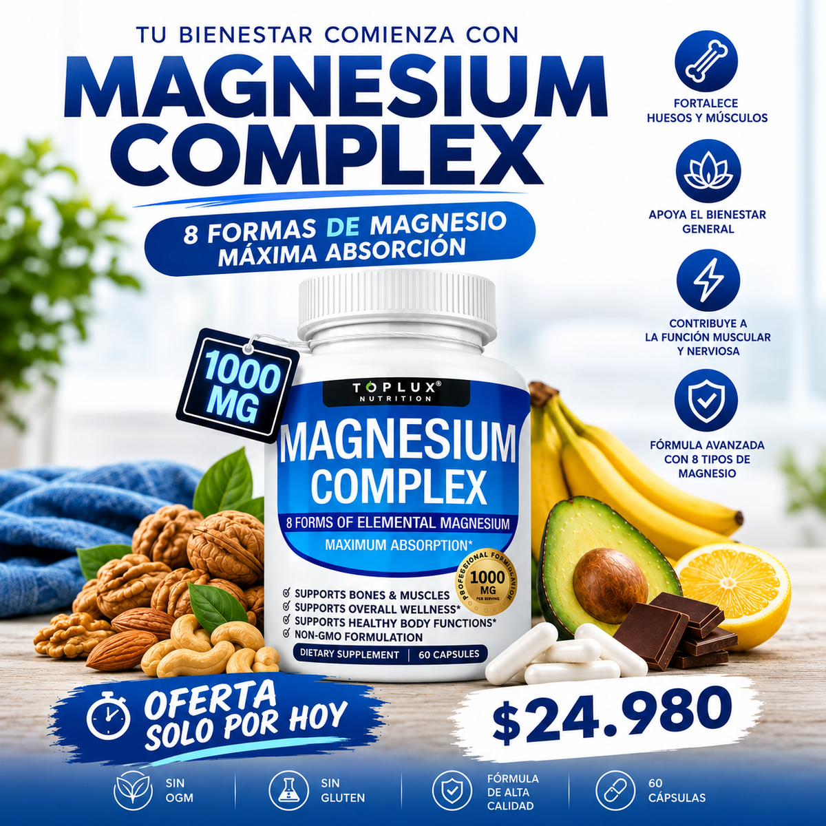 Magnesium Complex™ - Magnesio 8 en 1 1000mg